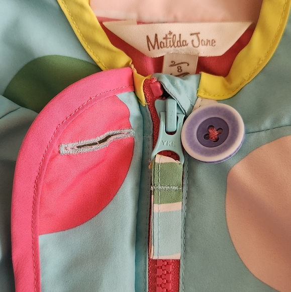 CLEARANCE Matilda Jane Raincoat Polka Dot Vinyl and Cotton with Hood Size 8 - Picture 7 of 16